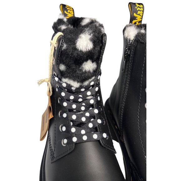 Dr. Martens Junior 1460 Serena Faux Fur Lined Leather Boots Black Girls 4 Wms 6 - Picture 4 of 12